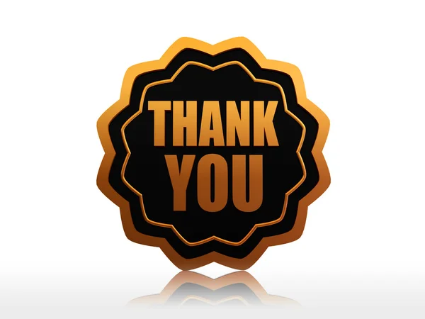 Thank you in golden black star label — Stock Photo, Image