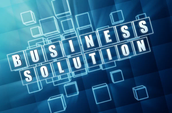 Business-Lösung in blauen Glaswürfeln — Stockfoto
