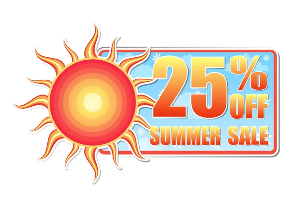 25 por ciento de descuento en la venta de verano en etiqueta con sol —  Fotos de Stock