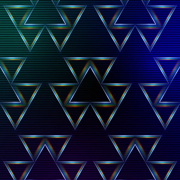Niebieskie tło z błyszczącymi wielobarwny trójkąty — Zdjęcie stockowe