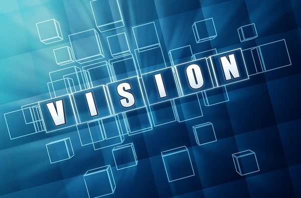 Vision in blue glass cubes — Stock Photo, Image