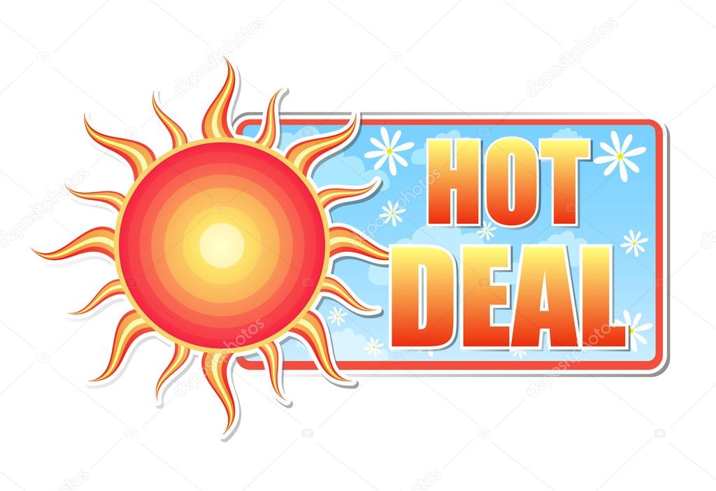 hot deal in label with sun