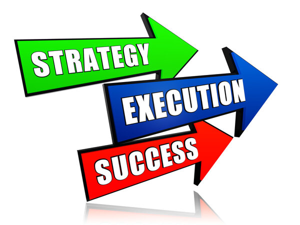 strategy, execution, success in arrows