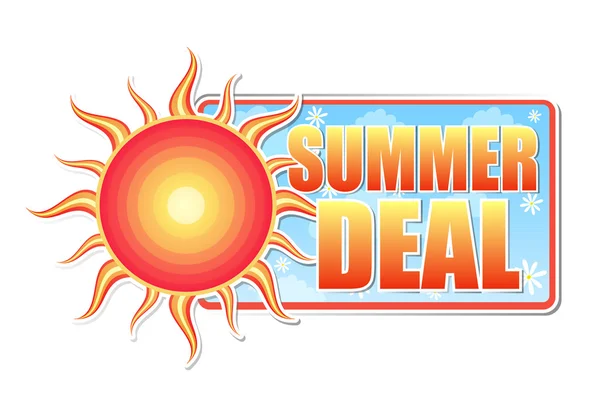 Summer deal in label with sun — Stock Photo, Image