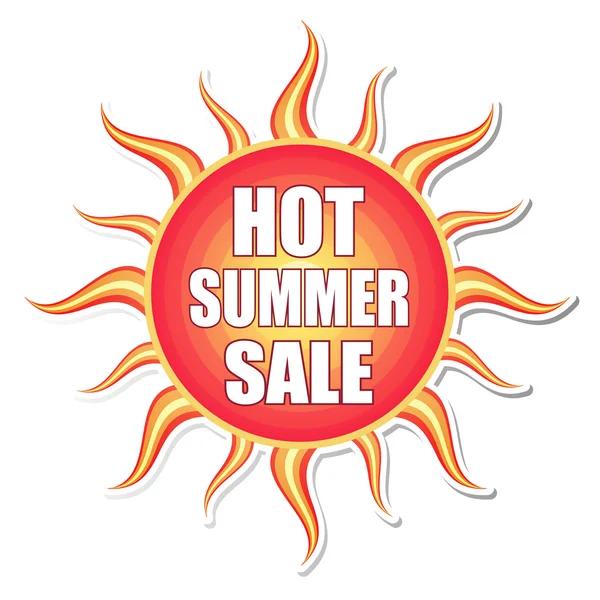 Hot summer sale in sun label — Stock Photo, Image