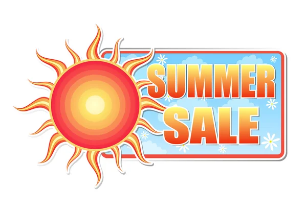 Летняя распродажа на ярлыке с солнцем — стоковое фото