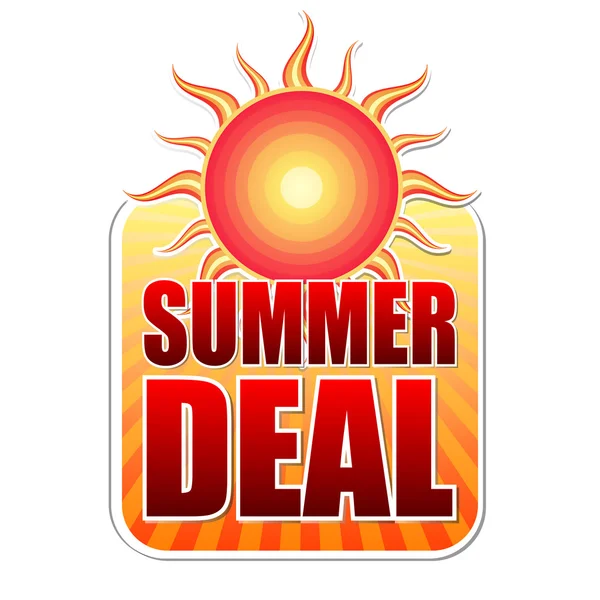 Summer deal in label with sun — Stock Photo, Image