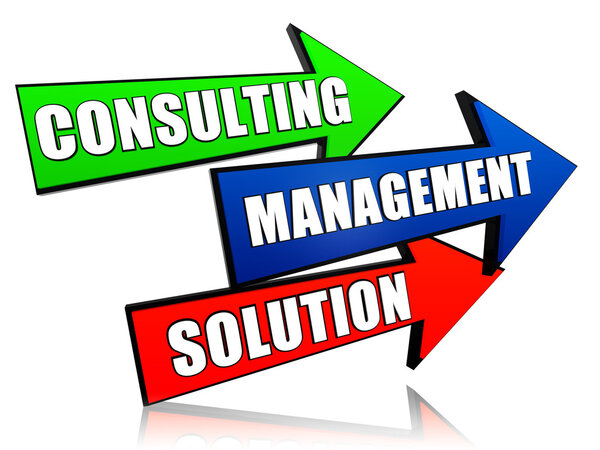 consulting, management, solution in arrows