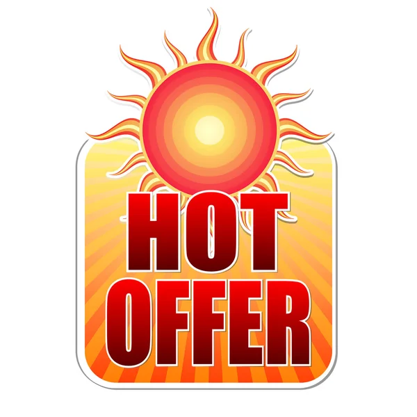 Summer hot offer in label with sun — Stock Photo, Image