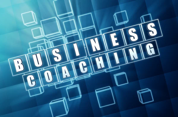 Business coaching em cubos de vidro azul — Fotografia de Stock