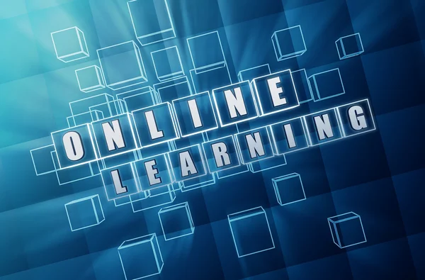 Online learning in blue glass cubes — Stock Photo, Image