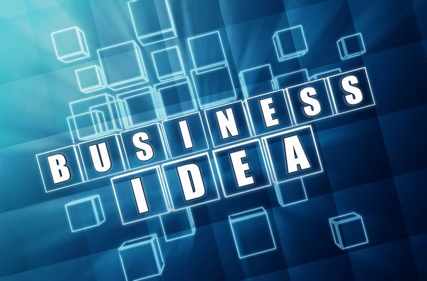 Business idea in blue glass cubes — Stock Photo, Image