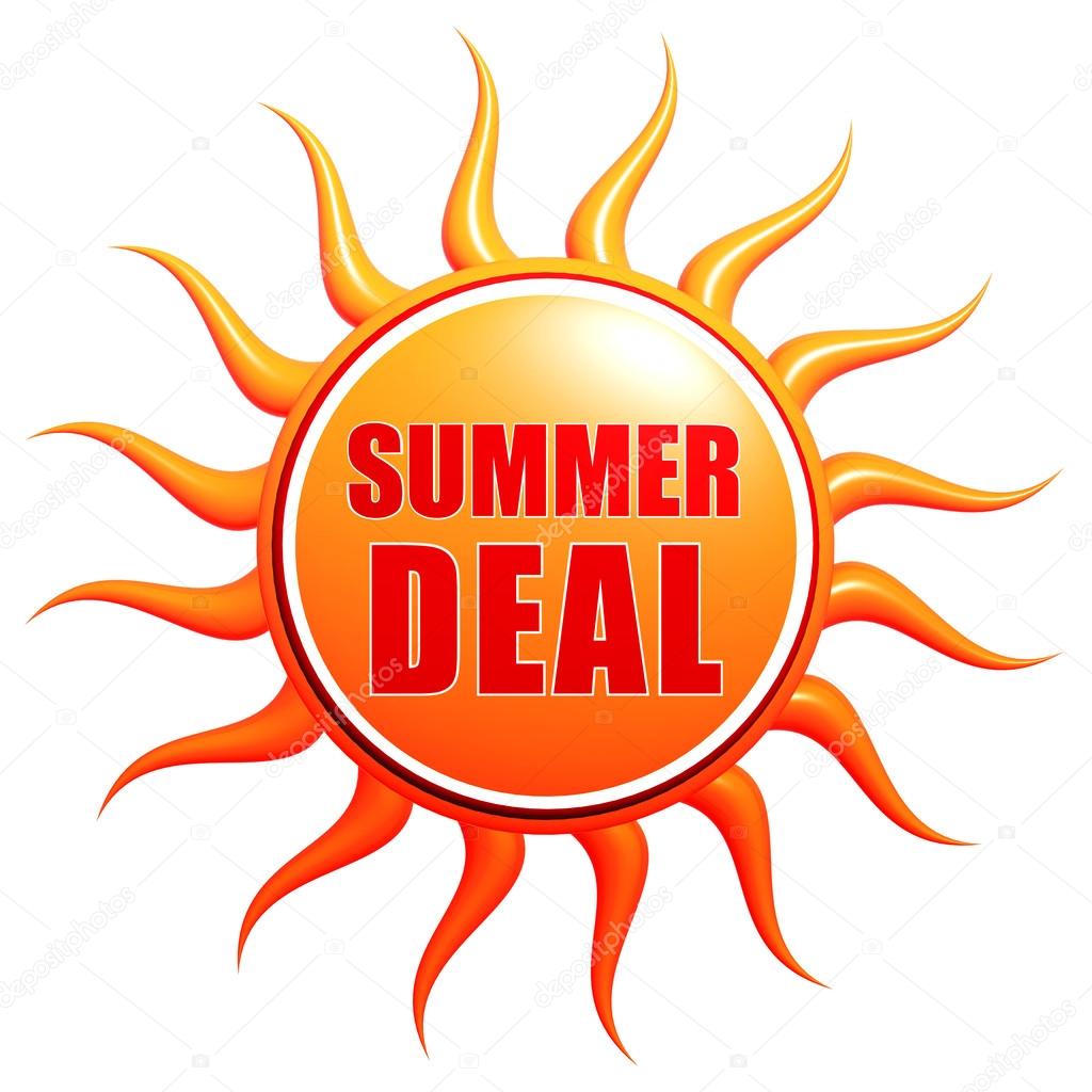 Summer deal in 3d sun label