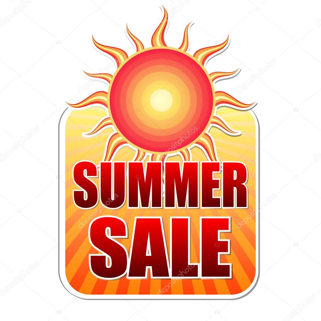 Summer sale in label with sun