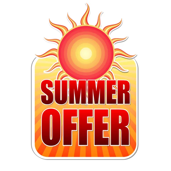 Summer offer in label with sun — Stock Photo, Image