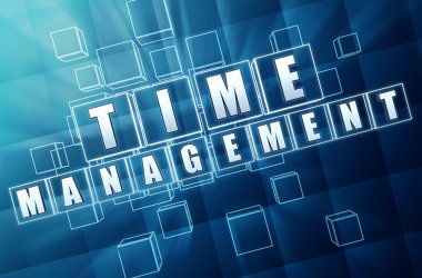 Time management in blue glass cubes clipart