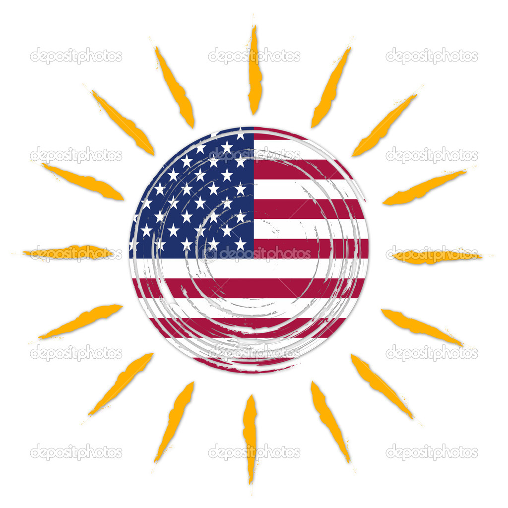 American flag in sun