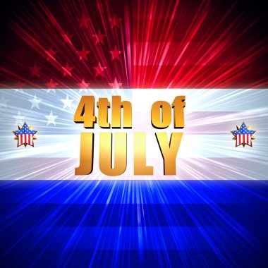4 Temmuz Amerikan bayrağı ve yıldızı parlayan ile