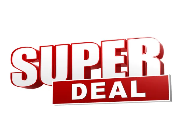 Super deal red white banner - letters and block — Stock Photo, Image