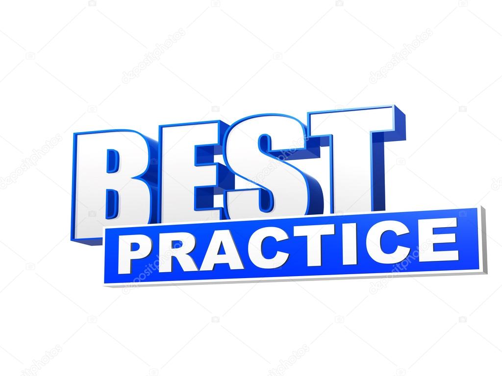 best practice blue white banner - letters and block
