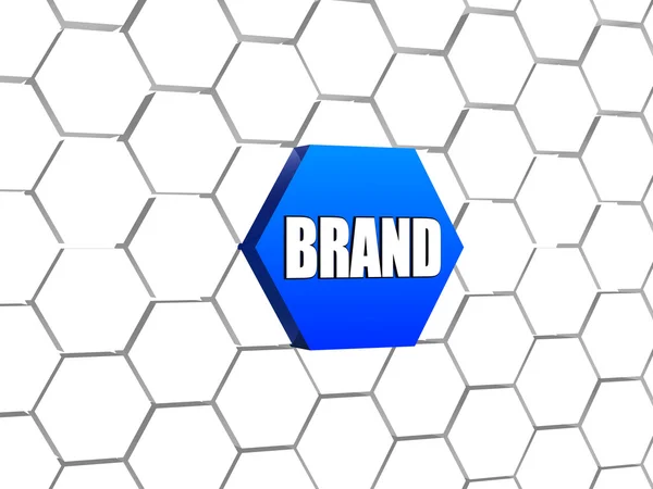파란색 육각형에 브랜드 — 스톡 사진