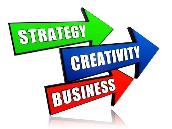 Strategie, creativiteit, business in pijlen — Stockfoto