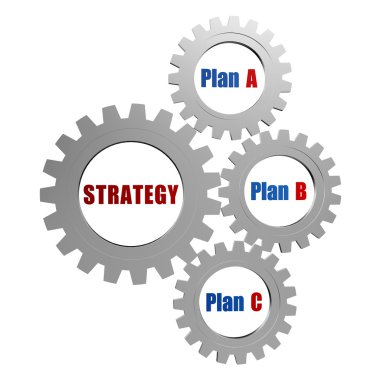 strateji ve gümüş gri gears planları