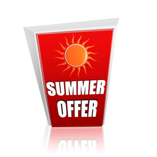 Summer offer red banner with sun — Stock Photo, Image