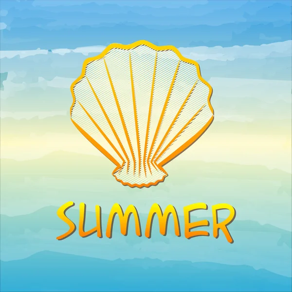 Etiqueta de verão com shell — Fotografia de Stock