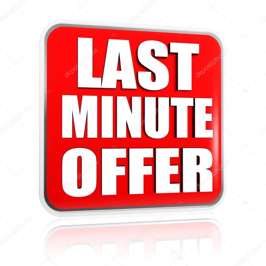Last minute offer in red banner