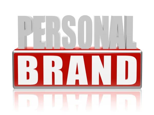 Personal brand in blue white banner - letters and block — Stock Photo, Image