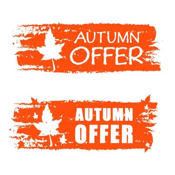 Autumn offer drawn banner with fall leaf — Stock Photo, Image