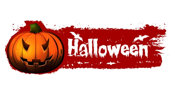 Halloween-Banner mit Kürbis und Fledermäusen — Stockfoto