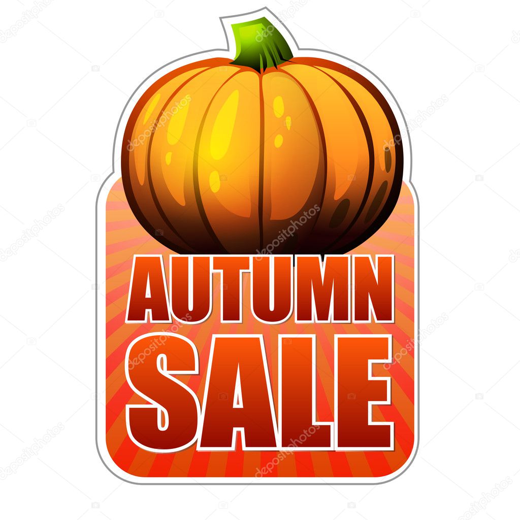 autumn sale label with fall pumpkin