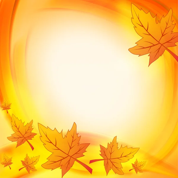 Foglie d'autunno su sfondo giallo arancio — Foto Stock