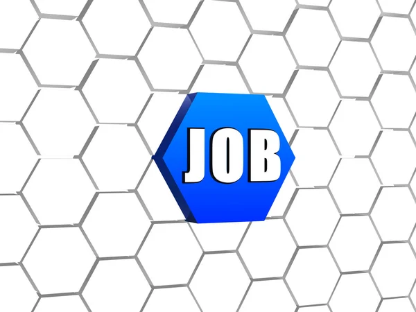 Job on blue hexagon — Stock Photo, Image