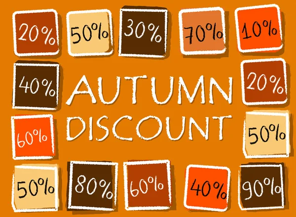 Sconto autunnale e percentuali in piazze - etichetta arancione retrò — Foto Stock