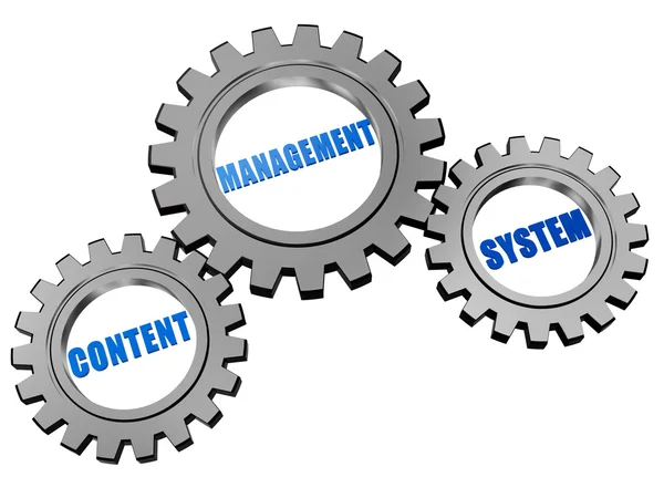 Content management system i silver grå gears — Stockfoto