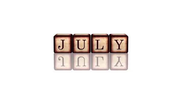 Juli i 3d trä kuber — Stockfoto