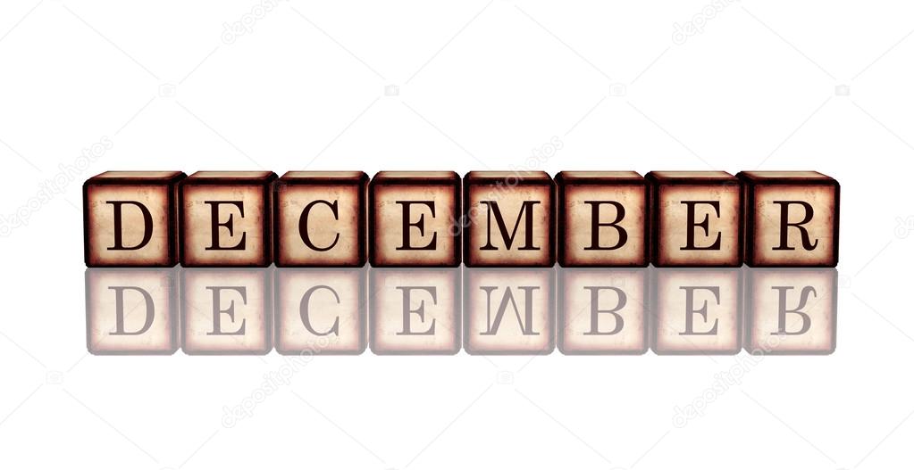 December in 3d wooden cubes