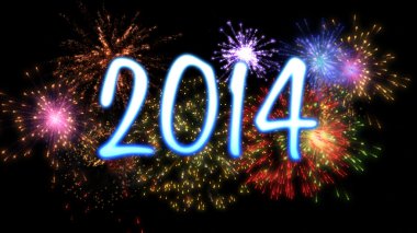 fireworks ile Neon yeni yıl 2014