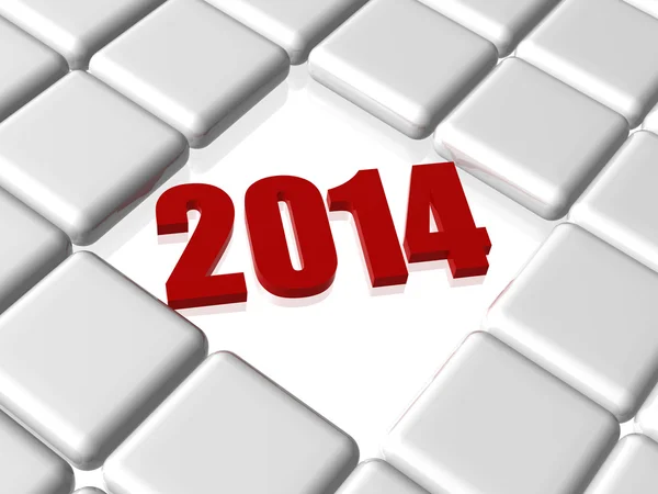 Röd nytt år 2014 i lådor — Stockfoto