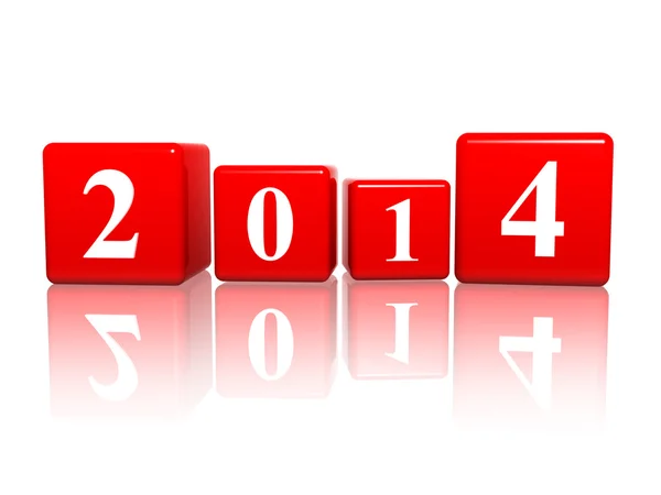 Nuovo anno 2014 in cubi rossi — Foto Stock