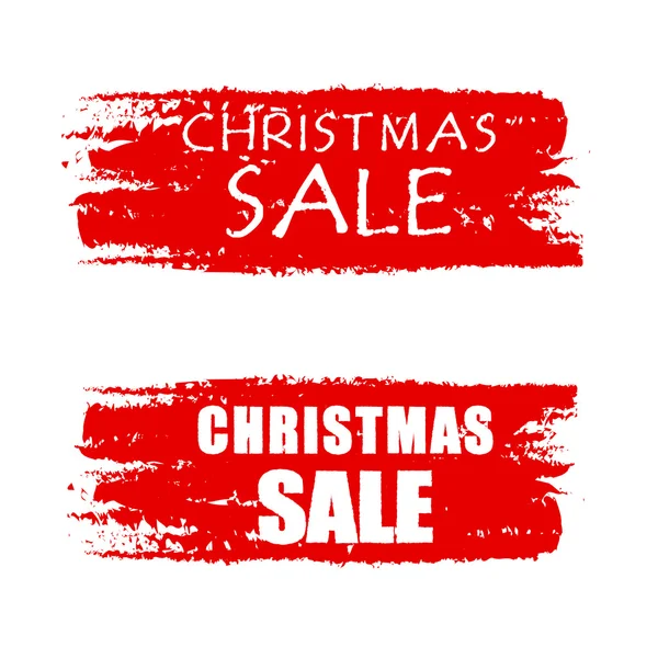 Christmas sale on red drawn banners — Stock Photo, Image