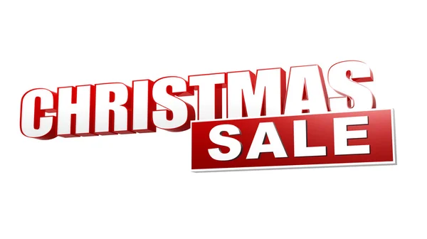 Kerstmis verkoop in 3D-rode letters en blok — Stockfoto