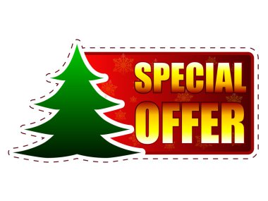 özel indirim ve Noel ağacına kar taneleri ile Kızıl Bayrak