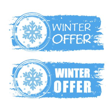 Kış teklif Kartanesi mavi çizilmiş afişler ile