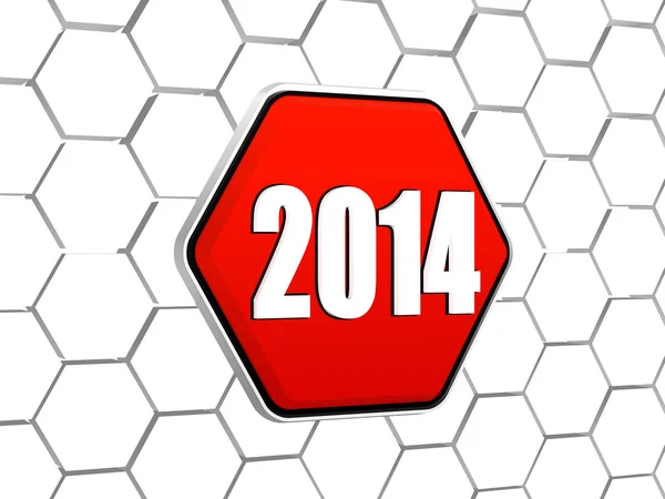 New year 2014 on red hexagon — Stock Photo, Image