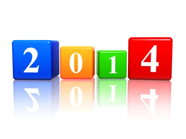 Nieuwe jaar 2014 in Kleurkubussen — Stockfoto