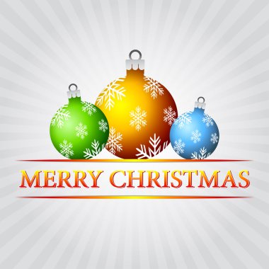 Merry christmas ve gümüş üzerinde kar taneleri ile Noel topları